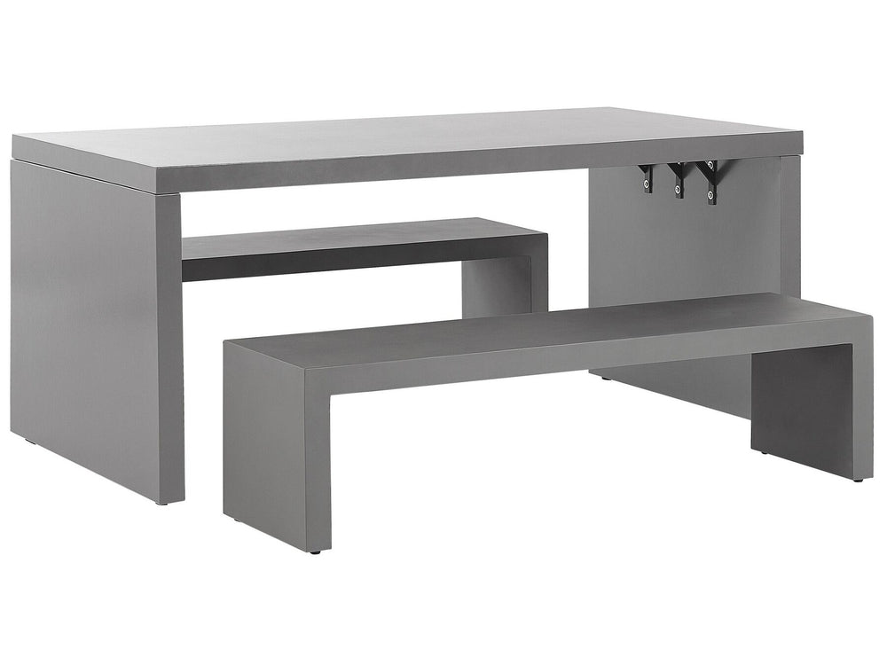 Taranto 4 Seater Concrete Garden Dining Set U Shaped Table Grey