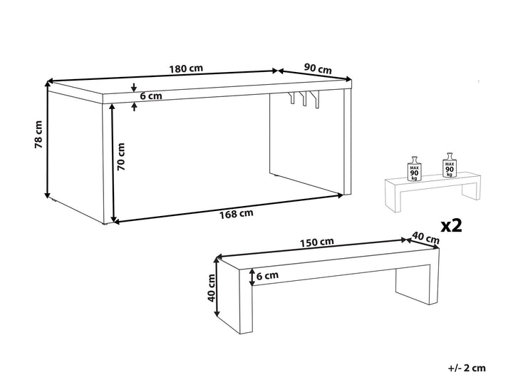 Taranto 4 Seater Concrete Garden Dining Set U Shaped Table Grey