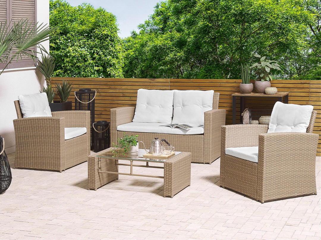 Luca 4 Seater PE Rattan Garden Sofa Set Light Brown