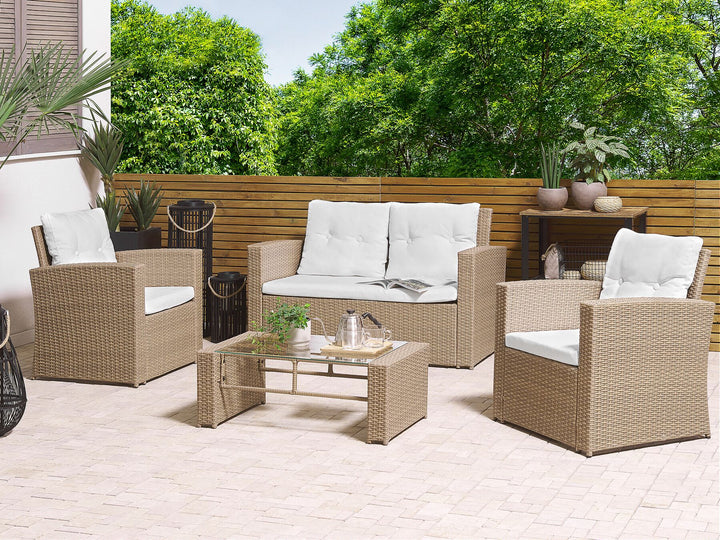 Luca 4 Seater PE Rattan Garden Sofa Set Light Brown