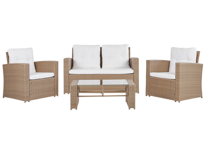 Luca 4 Seater PE Rattan Garden Sofa Set Light Brown