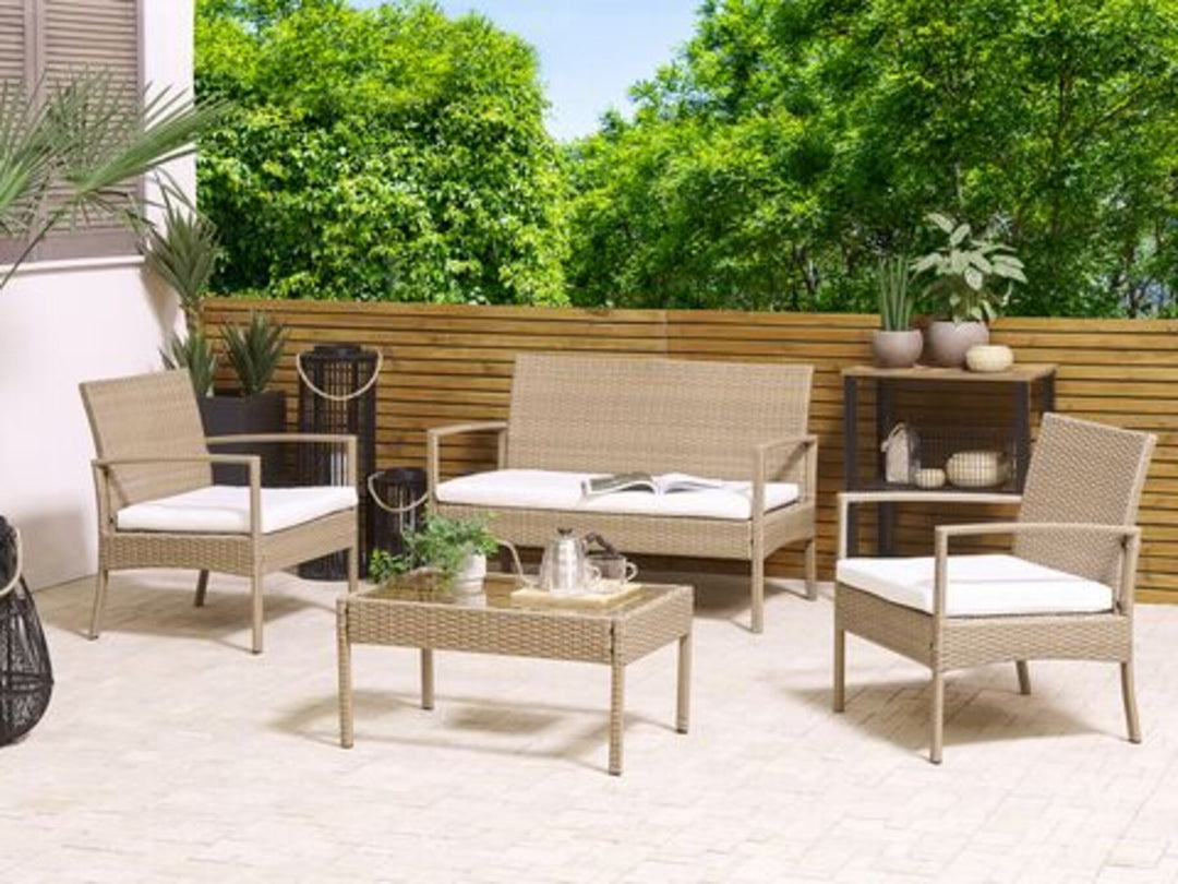 4 Seater PE Rattan Garden Sofa Set Light Brown Marsala