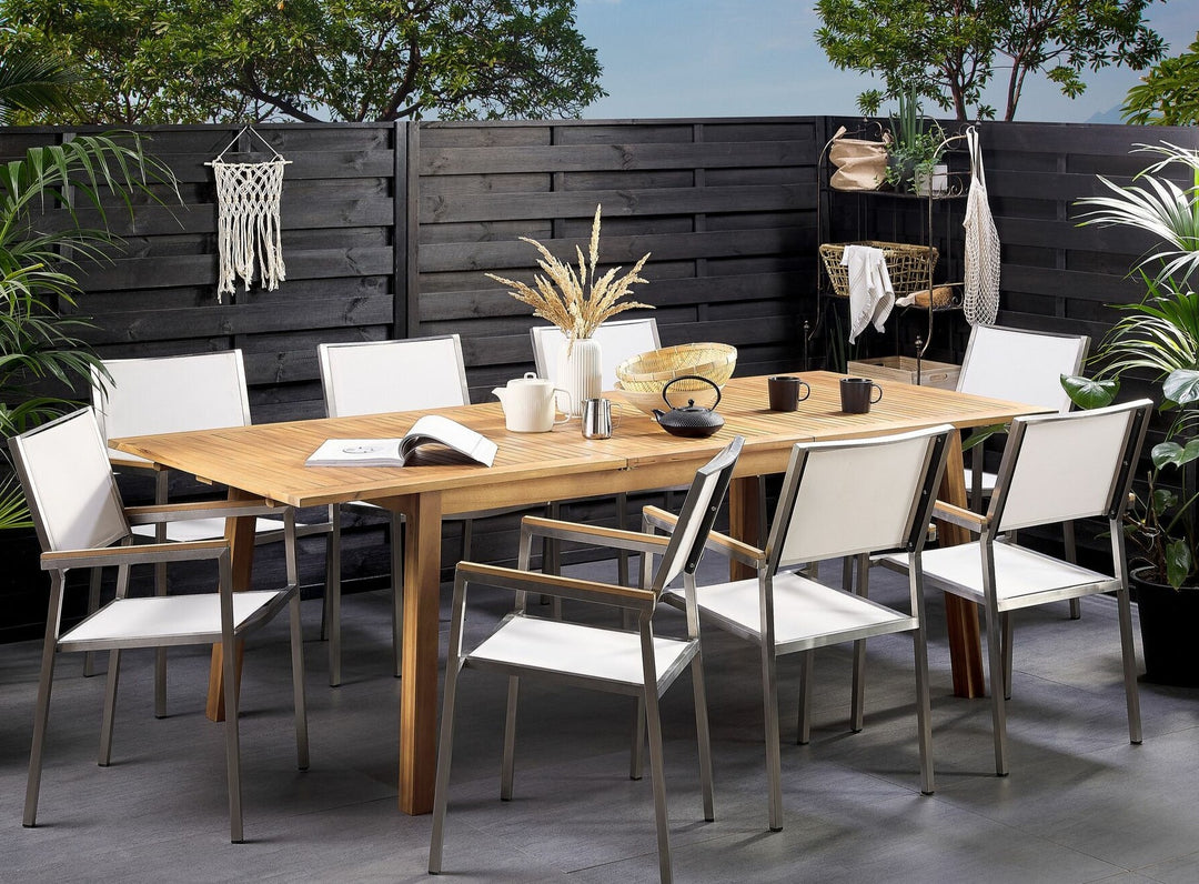 Extending Acacia Garden Table 180/240 x 100 cm Light Wood Cesana