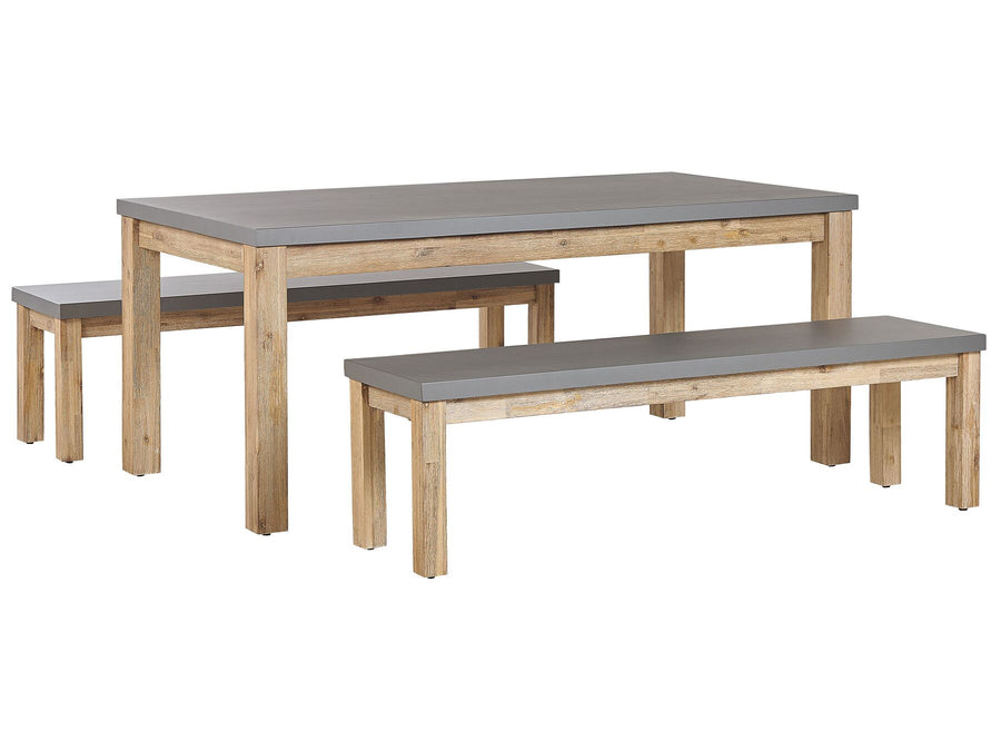 Ostuni 6 Seater Concrete Garden Dining Set 2 Benches Grey
