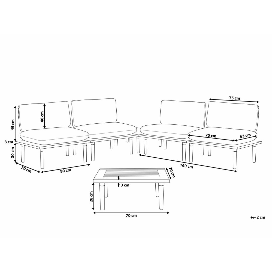 Frascati 4 Seater Acacia Wood Garden Sofa Set Grey