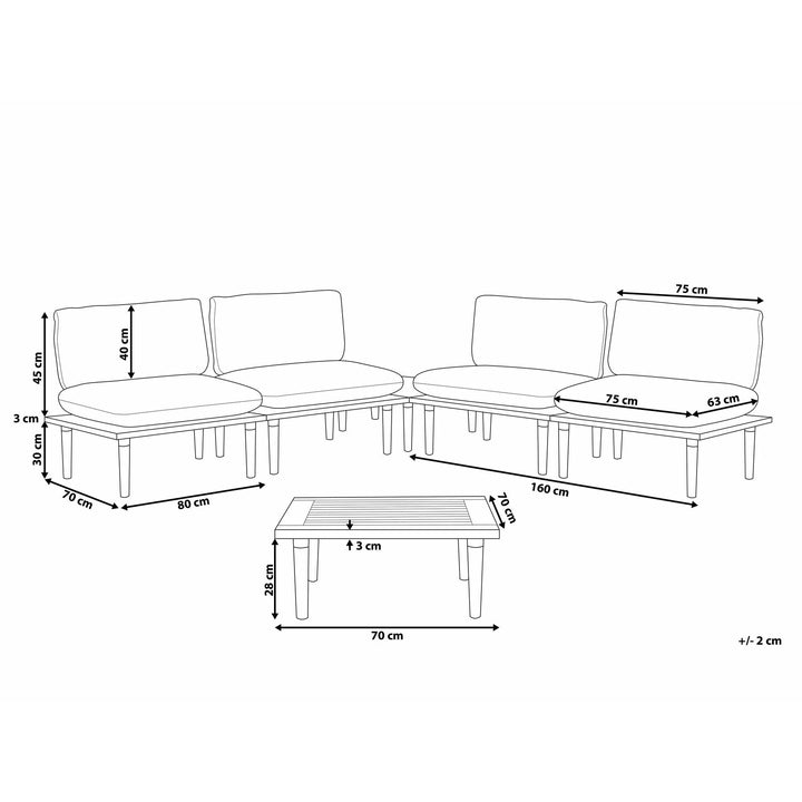 Frascati 4 Seater Acacia Wood Garden Sofa Set Grey