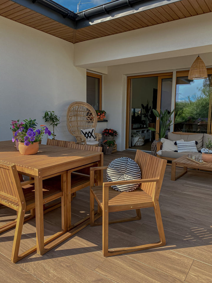 Sassari 6 Seater Acacia Wood Garden Dining Set with Trolley