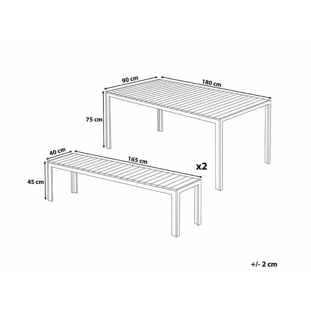 6 Seater Metal Garden Dining Set Grey Nardo