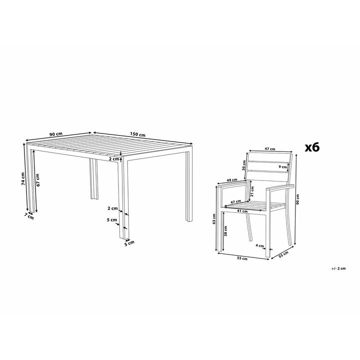 Como 6 Seater Metal Garden Dining Set Grey