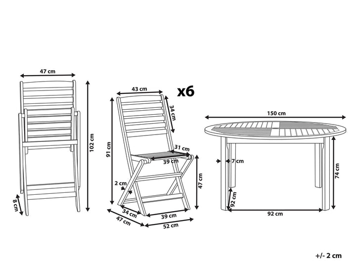 6 Seater Acacia Wood Garden Dining Set Tolve