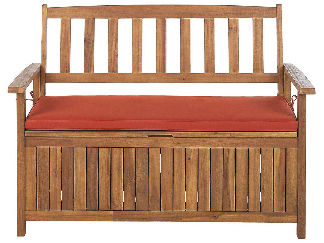 Artidiello Acacia Wood Garden Bench 120 cm with Red Cushion