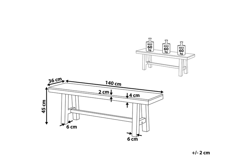 Acacia Wood Bench Black 140 cm Scania