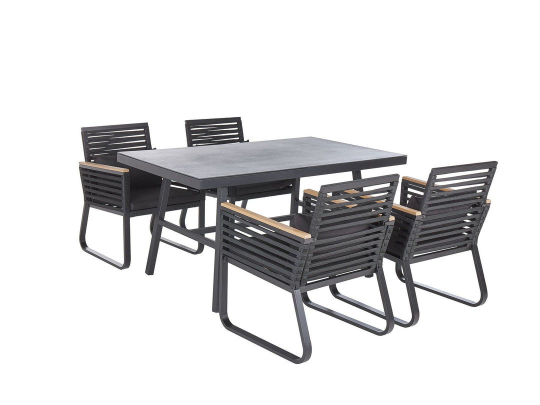 Canetto 4 Seater Metal Garden Dining Set Black 