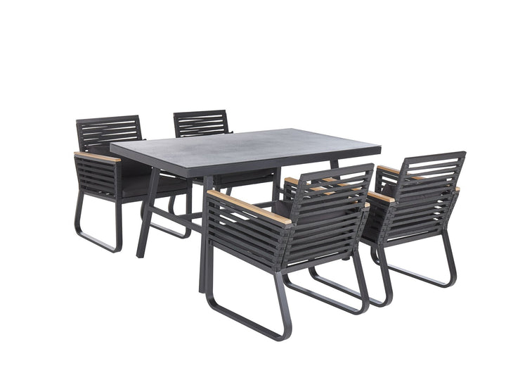 Canetto 4 Seater Metal Garden Dining Set Black 
