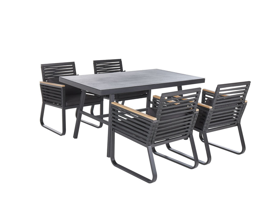 Canetto 4 Seater Metal Garden Dining Set Black 