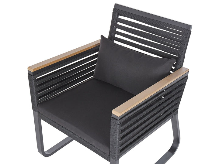 Canetto 4 Seater Metal Garden Dining Set Black