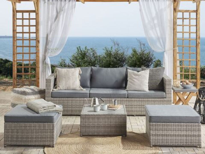 5 Seater PE Rattan Garden Sofa Set Grey Sabbia