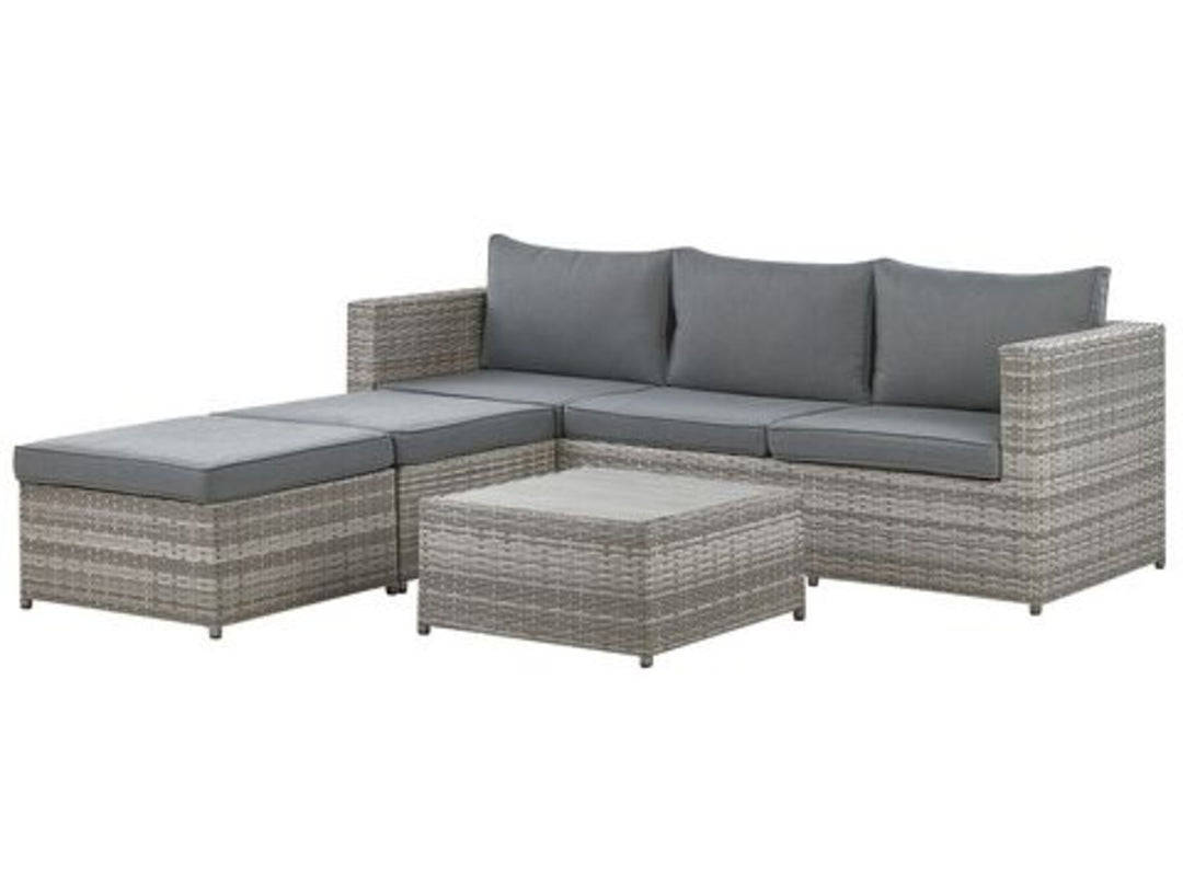 5 Seater PE Rattan Garden Sofa Set Grey Sabbia