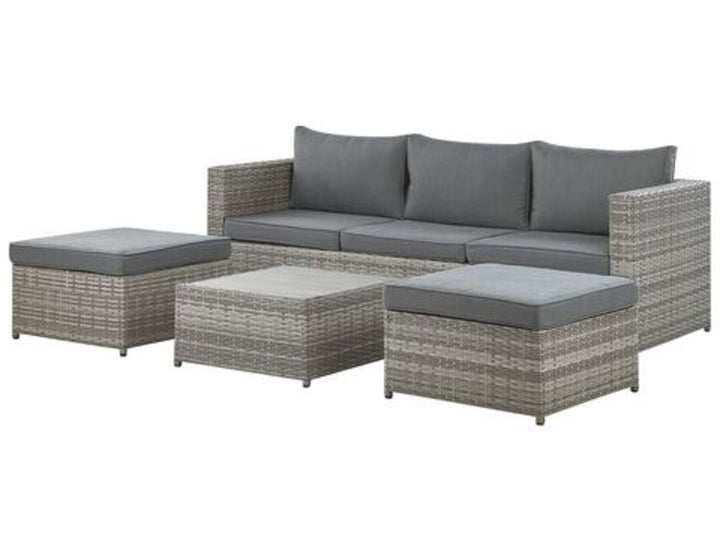 5 Seater PE Rattan Garden Sofa Set Grey Sabbia