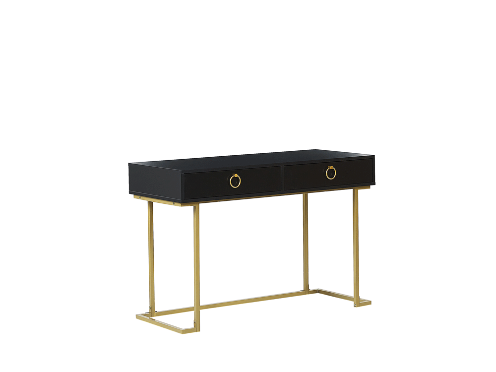 Home Office Desk / 2 Drawer Console Table Black with Gold Westport