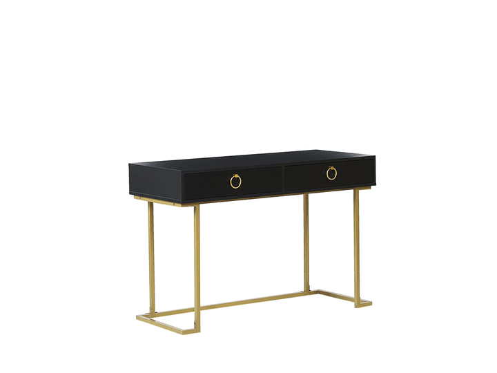 Home Office Desk / 2 Drawer Console Table Black with Gold Westport