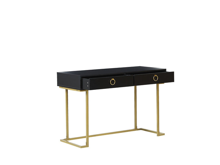 Home Office Desk / 2 Drawer Console Table Black with Gold Westport