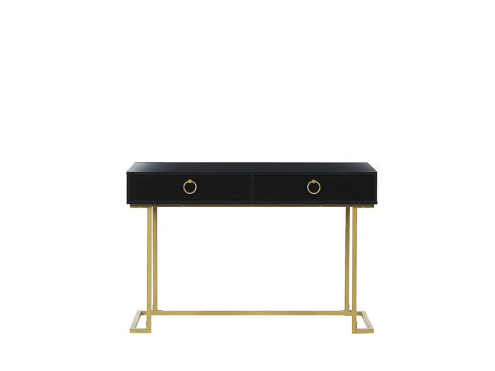 Home Office Desk / 2 Drawer Console Table Black with Gold Westport