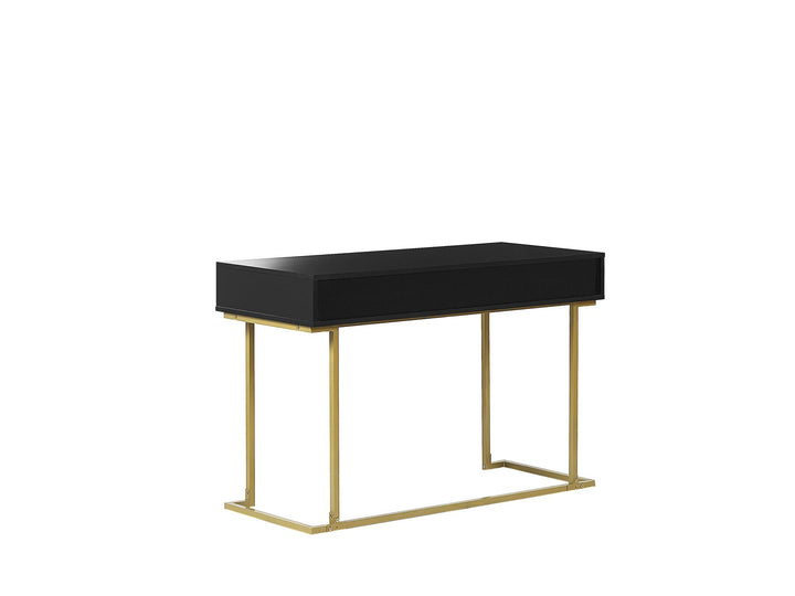 Home Office Desk / 2 Drawer Console Table Black with Gold Westport