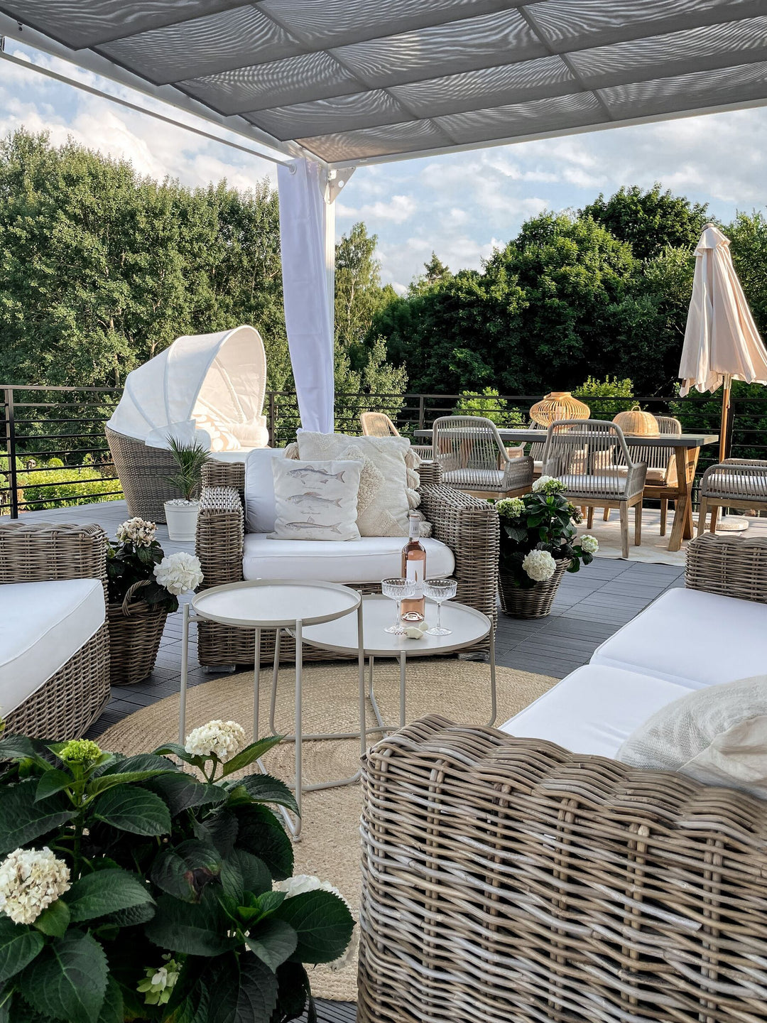 Olbia 6 Seater Concrete Garden Dining Set with Chairs Beige