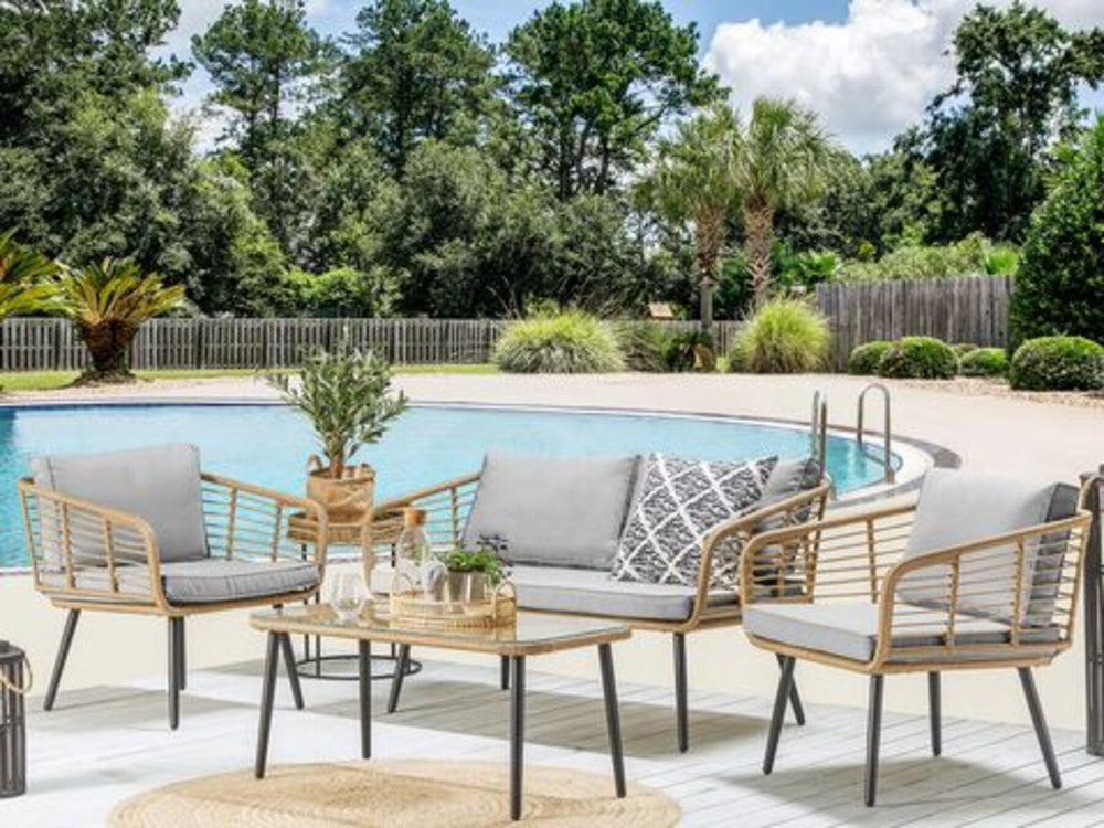 Corinth II 4 Seater PE Rattan Garden Sofa Set Natural