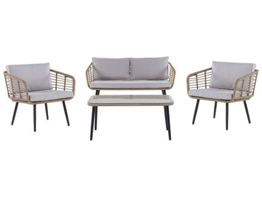 Corinth II 4 Seater PE Rattan Garden Sofa Set Natural