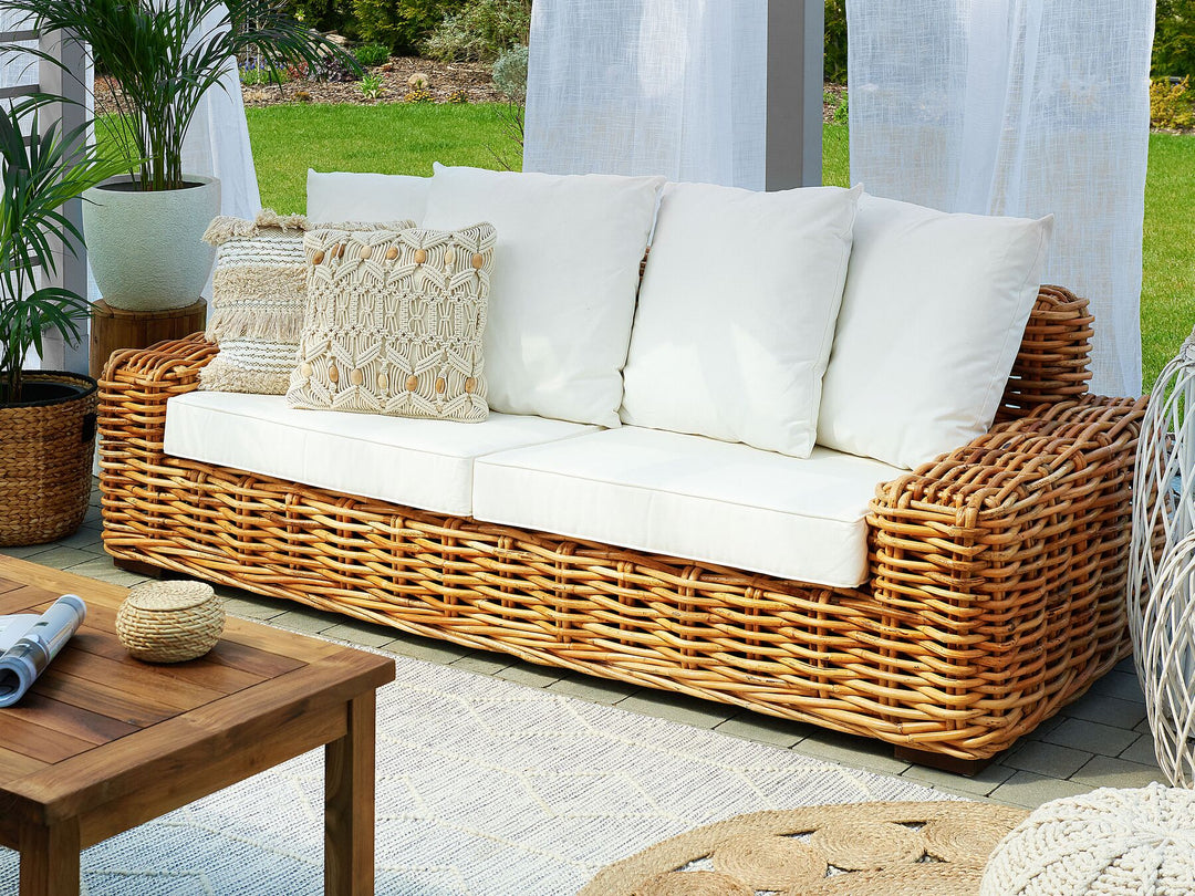 2 Seater Rattan Garden Sofa Natural Forli