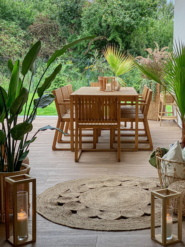 Sassari 6 Seater Acacia Wood Garden Dining Set with Trolley
