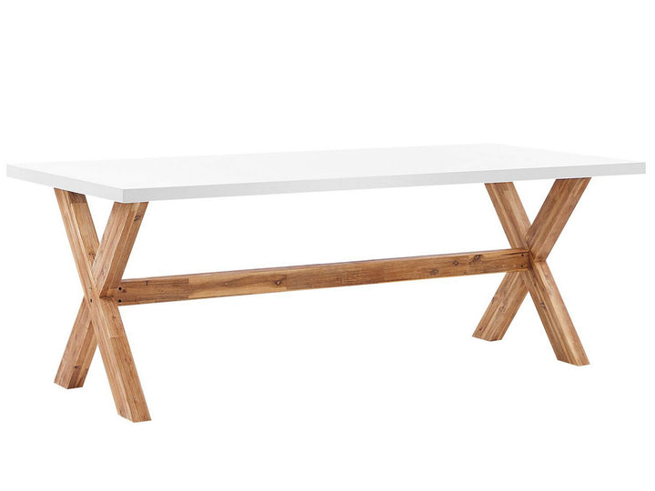 Olbia 6 Seater Concrete Garden Dining Set with Chairs White with Beige