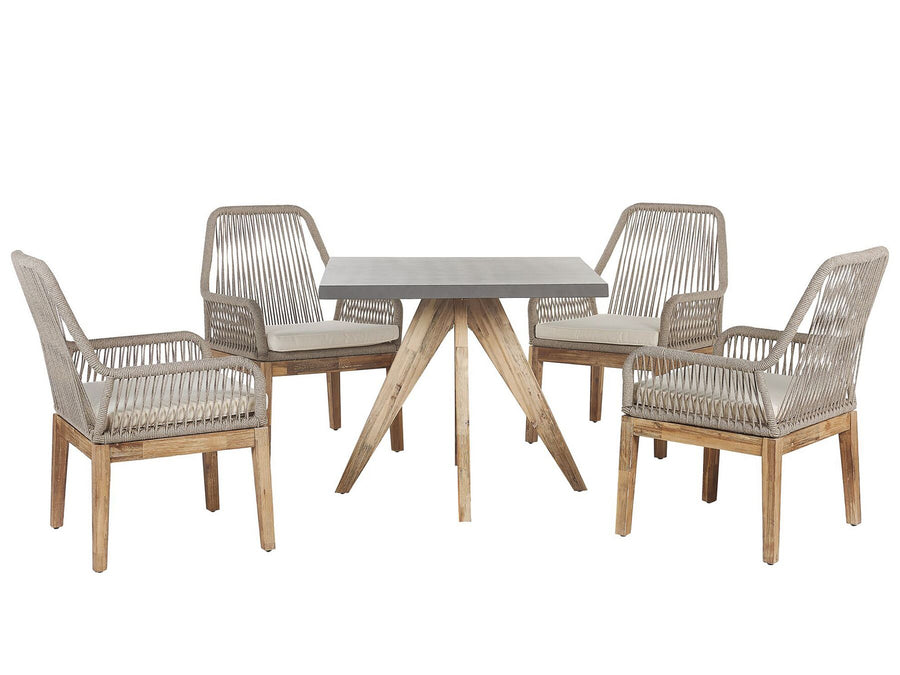 Olbia 4 Seater Concrete Garden Dining Set Square Table with Chairs Beige