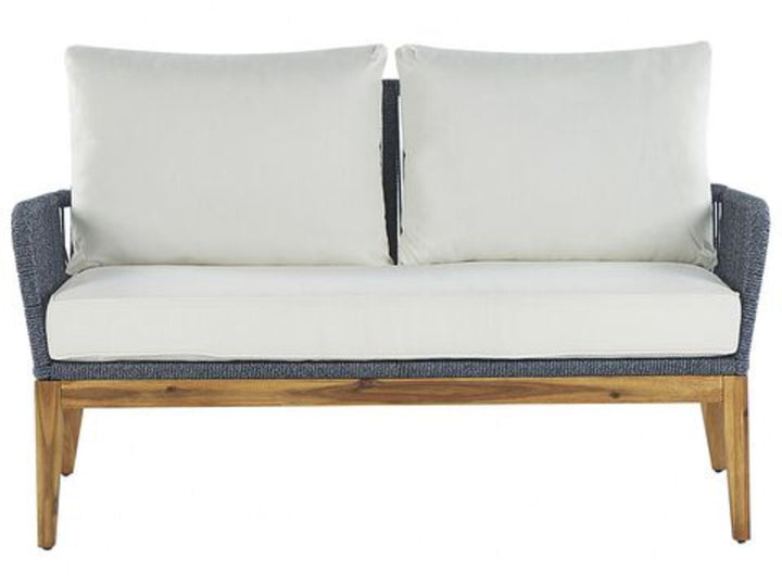 4 Seater Acacia Wood Garden Sofa Set White and Blue Merano II