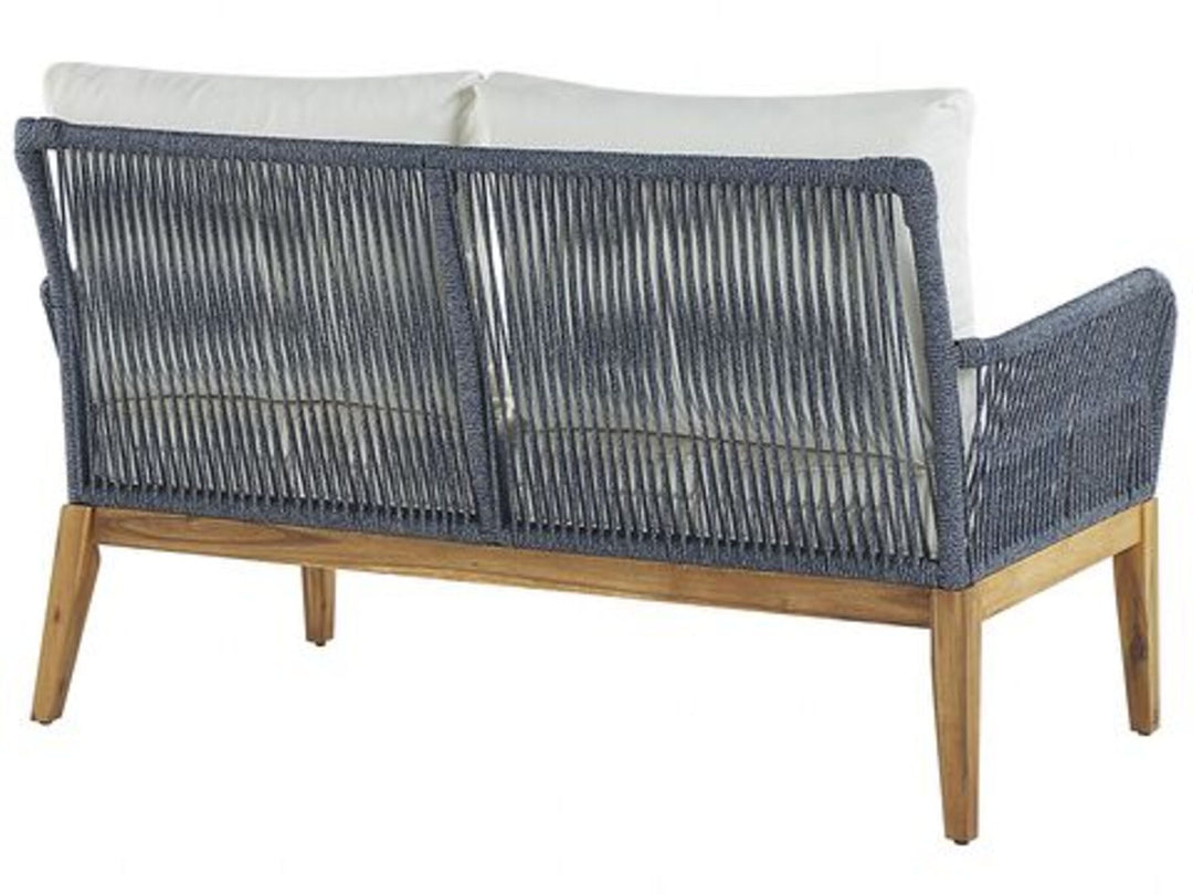4 Seater Acacia Wood Garden Sofa Set White and Blue Merano II