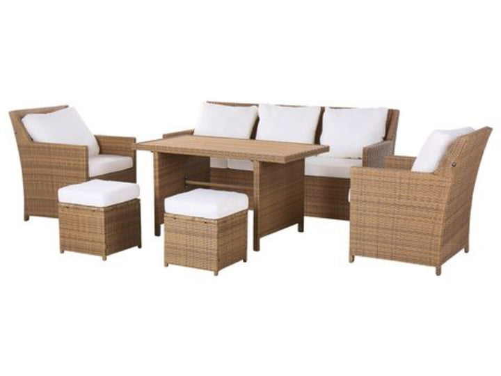 Fonti 5 Seater PE Rattan Garden Sofa Set Brown and White