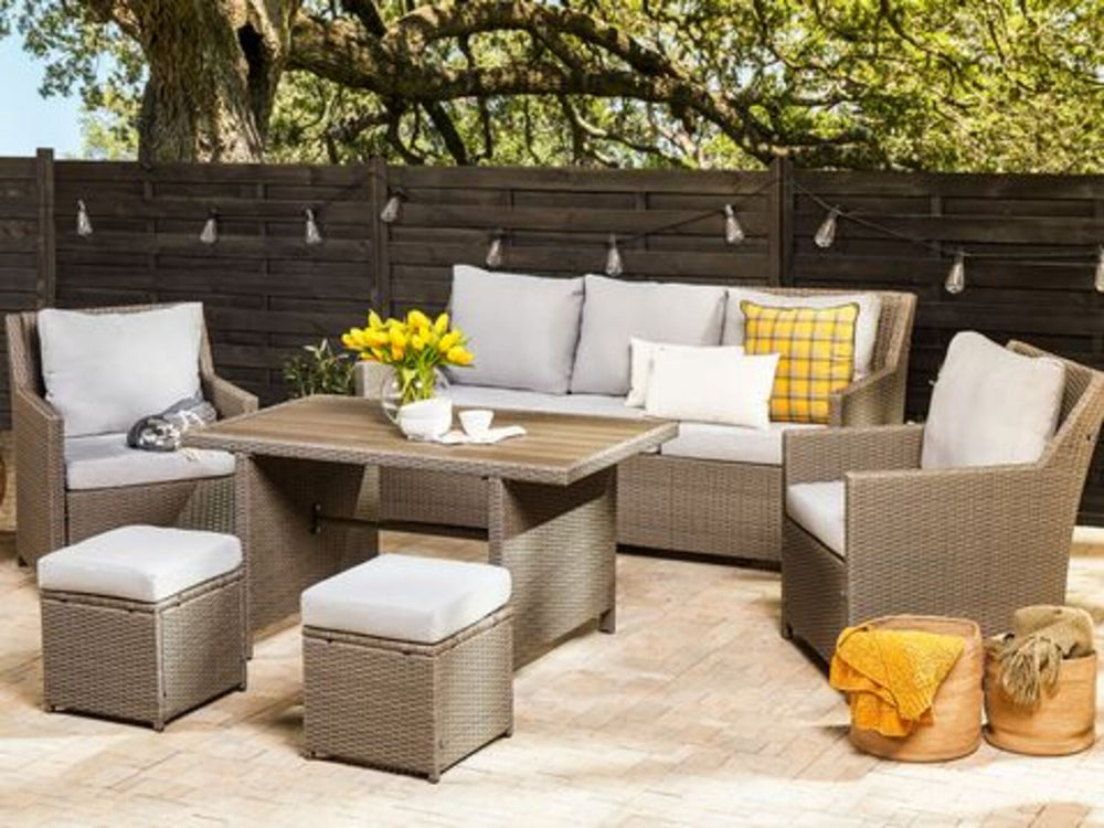 Fonti 5 Seater PE Rattan Garden Sofa Set Taupe and Grey