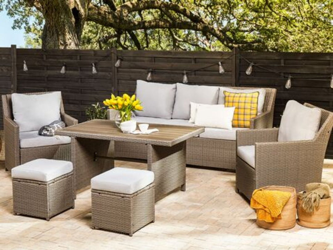 Fonti 5 Seater PE Rattan Garden Sofa Set Taupe and Grey