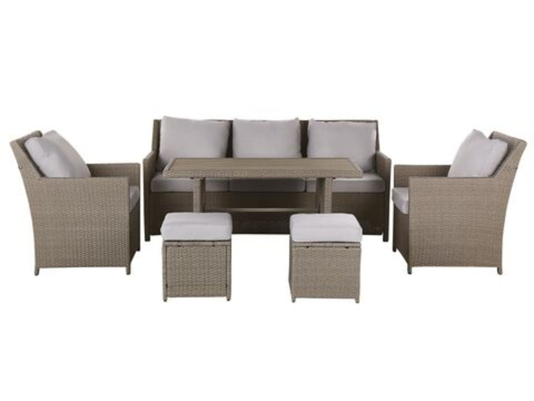 Fonti 5 Seater PE Rattan Garden Sofa Set Taupe and Grey