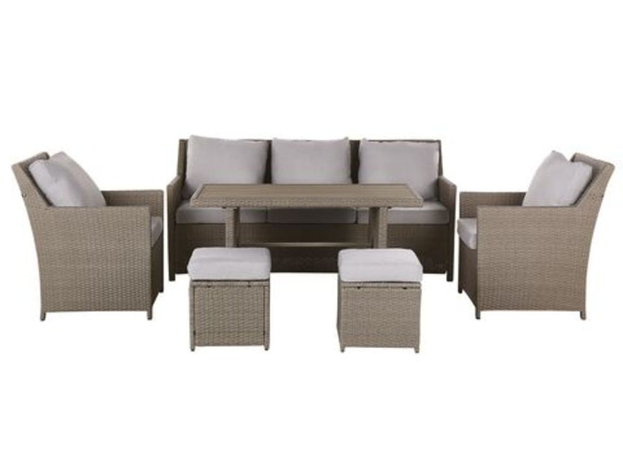 Fonti 5 Seater PE Rattan Garden Sofa Set Taupe and Grey