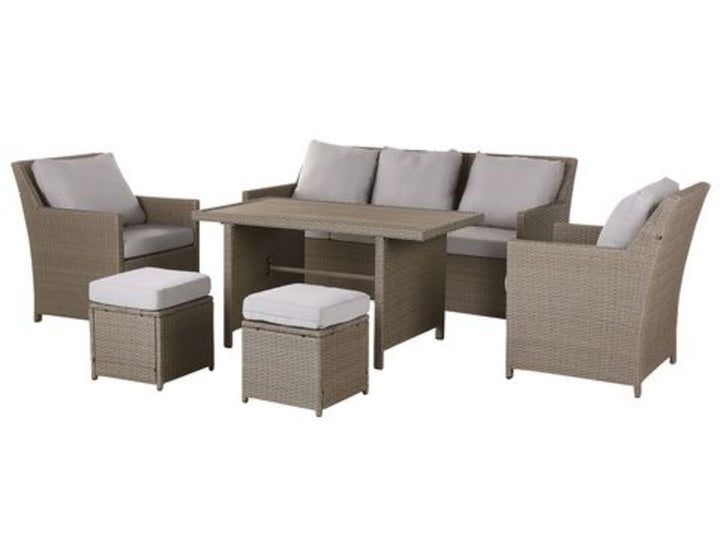 Fonti 5 Seater PE Rattan Garden Sofa Set Taupe and Grey