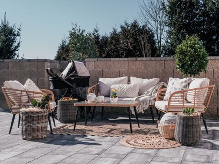 Corinth II 4 Seater PE Rattan Garden Sofa Set Natural
