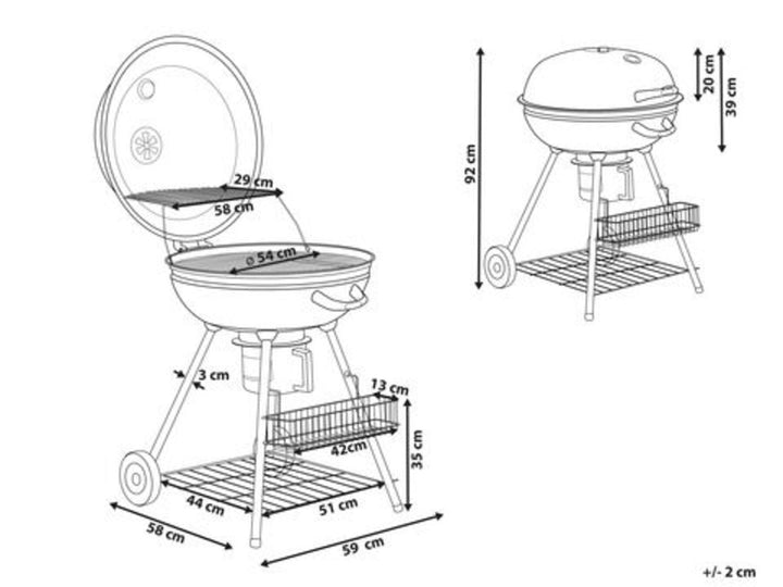 Kettle Charcoal BBQ Grill Black Marapi