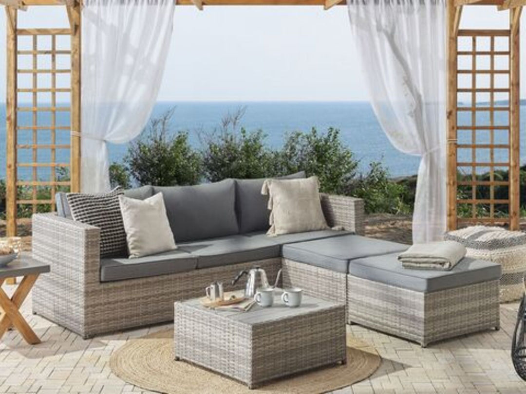 5 Seater PE Rattan Garden Sofa Set Grey Sabbia