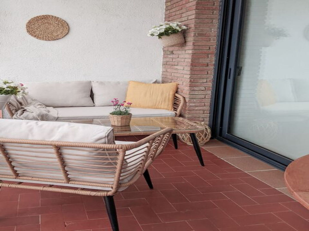 Corinth II 4 Seater PE Rattan Garden Sofa Set Natural