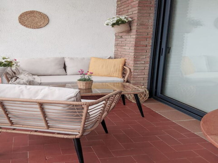 Corinth II 4 Seater PE Rattan Garden Sofa Set Natural