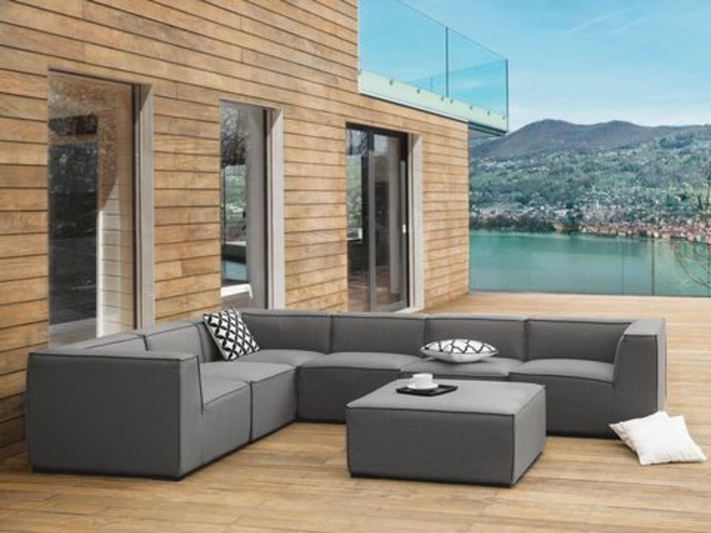 Arezzo Right Hand 7 Seater Garden Corner Sofa Set Grey