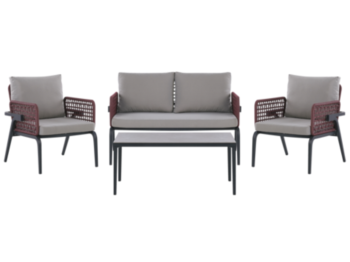 4 Seater Aluminium Garden Sofa Set Grey Sciacca